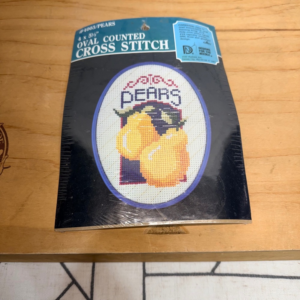 Vintage 1987 Designs For The Needle Pears Oval Counted Cross Stitch Kit 4003 NEW